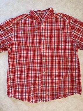 Ariat Pro Series Men's XL Red Plaid Short Sleeve Cowboy Western Button Up Shirt